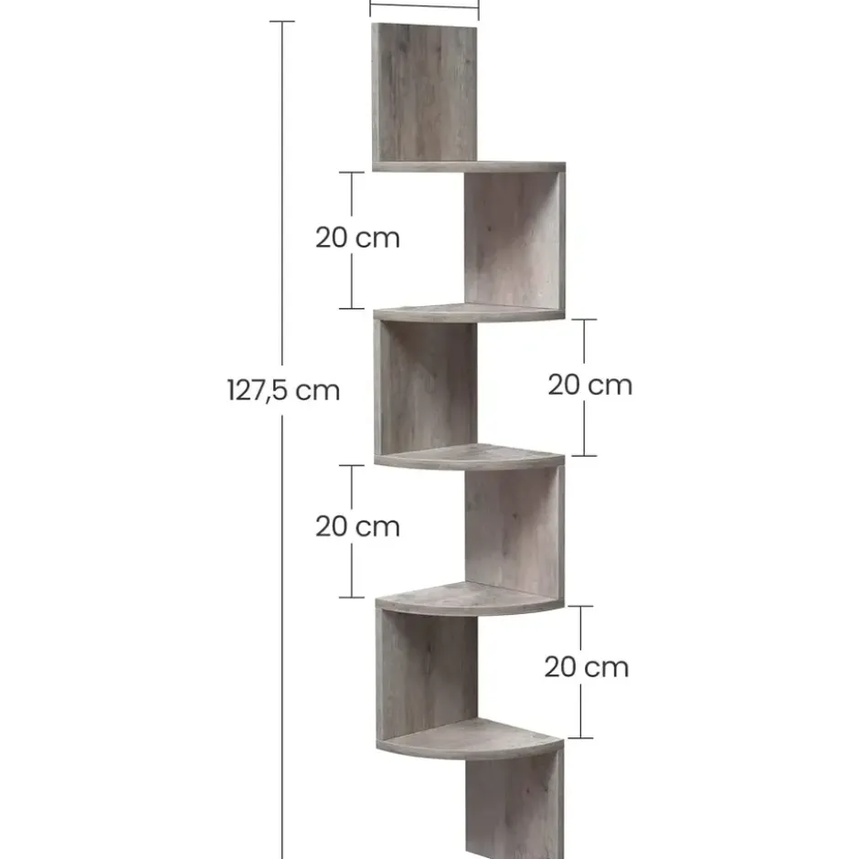 Dok Home hoekplank - wandplank - 5 planken - grijs
