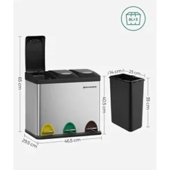 Dok Home - Prullenbak - 3x24 Liter - Metaal