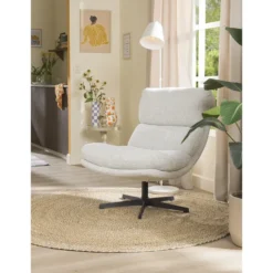 Draaifauteuil Bobbi incl. hocker - greige