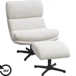 Draaifauteuil Bobbi incl. hocker - greige