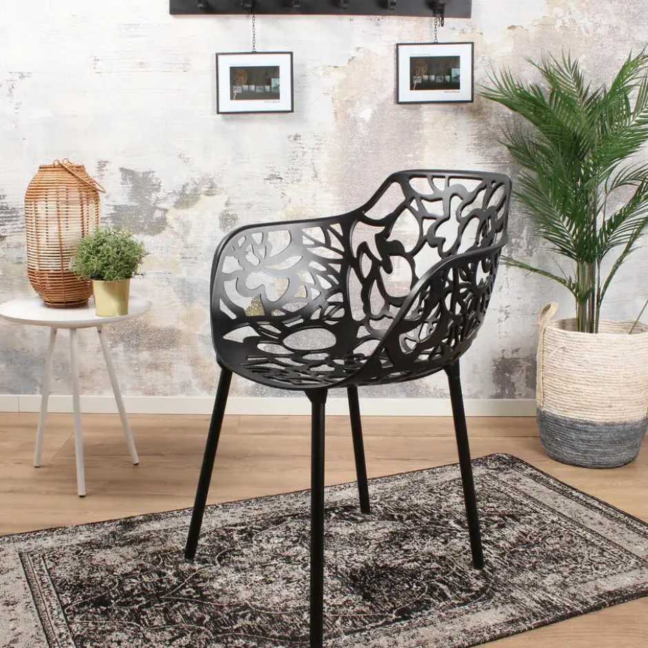 DS4U - Cast magnolia stoel met arm zwart