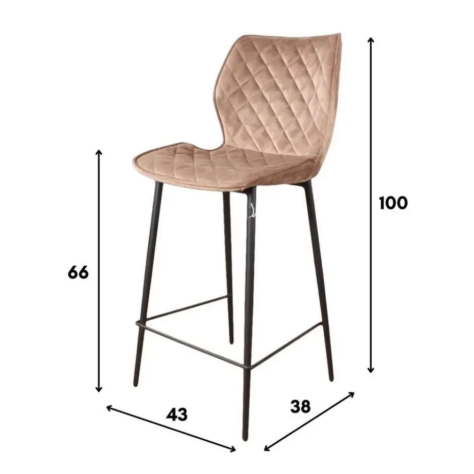 DS4U - Ruby barkruk velvet 66 cm zwart