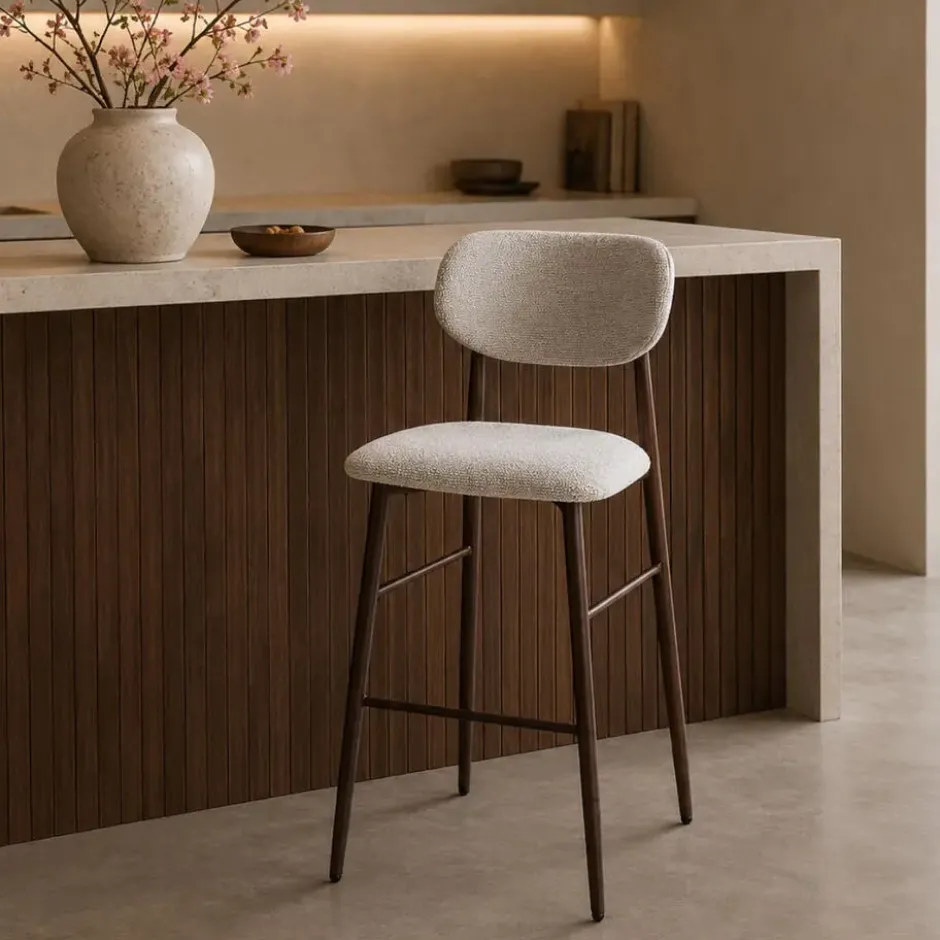 DS4U - Sumi barkruk 75 cm beige - walnoot poot