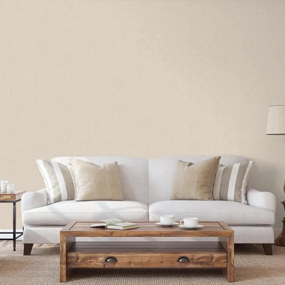 Dutch Wallcoverings - Grace Hessian text. plain beige - GR322702