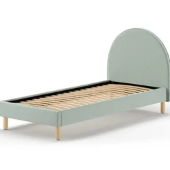 Eenpersoonsbed Maeva - 212x97x107 cm - Groene bouclé stof