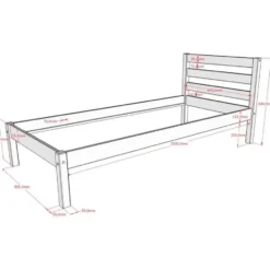Eenpersoonsbed Pino 90x200cm - massief dennenhout