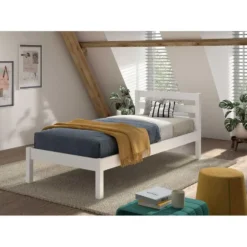 Eenpersoonsbed Pino 90x200cm - massief dennenhout - wit
