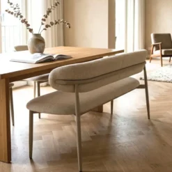 Eetkamerbank Beige/Beige - 180x55x77cm - Alexia