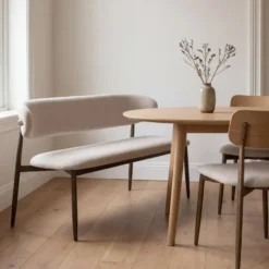 Eetkamerbank Beige/Brons - 200x55x77cm - Alexia
