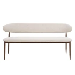 Eetkamerbank - Beige/Walnoot - 200x55x77cm - Alexia