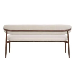 Eetkamerbank - Beige/Walnoot - 200x55x77cm - Alexia