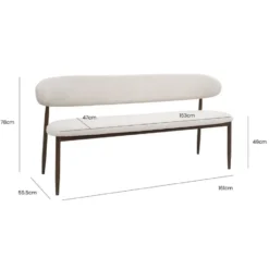 Eetkamerbank - Beige/Walnoot - 160x55x77cm - Alexia