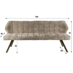 Eetkamerbank Champagne/Bruin - 180x60x80cm - Raster