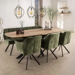 Eetkamerbank Groen - 180x60x80cm - Raster