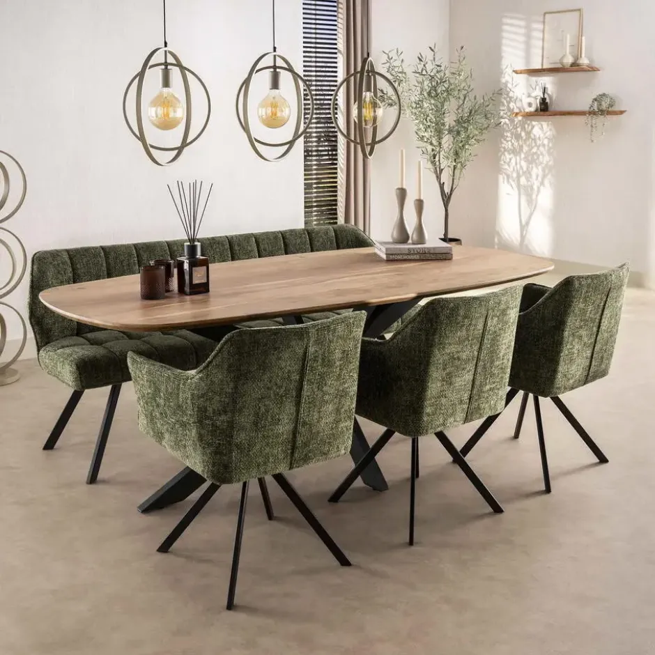 Eetkamerbank Groen - 180x60x80cm - Raster