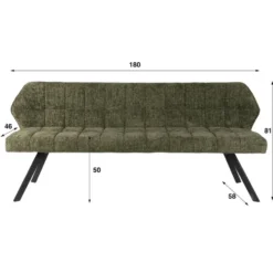 Eetkamerbank Groen - 180x60x80cm - Raster