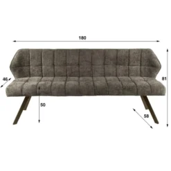 Eetkamerbank Taupe/Bruin - 180x60x80cm - Raster