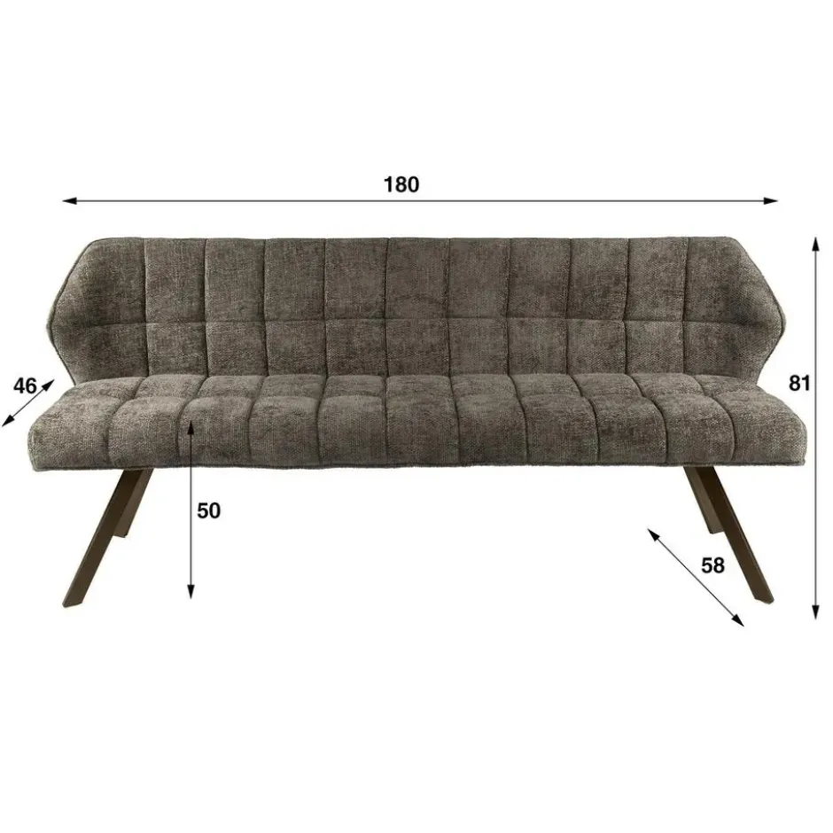 Eetkamerbank Taupe/Bruin - 180x60x80cm - Raster