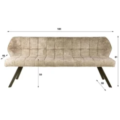 Eetkamerbank Zand/Bruin - 180x60x80cm - Raster