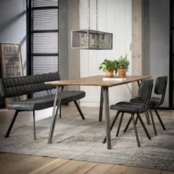 Eetkamerbank Zwart Kunstleer - 180cm - Kruisstiksel