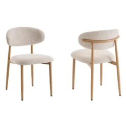 Eetkamerstoelen Celia Beige Naturel Santi Set van 2