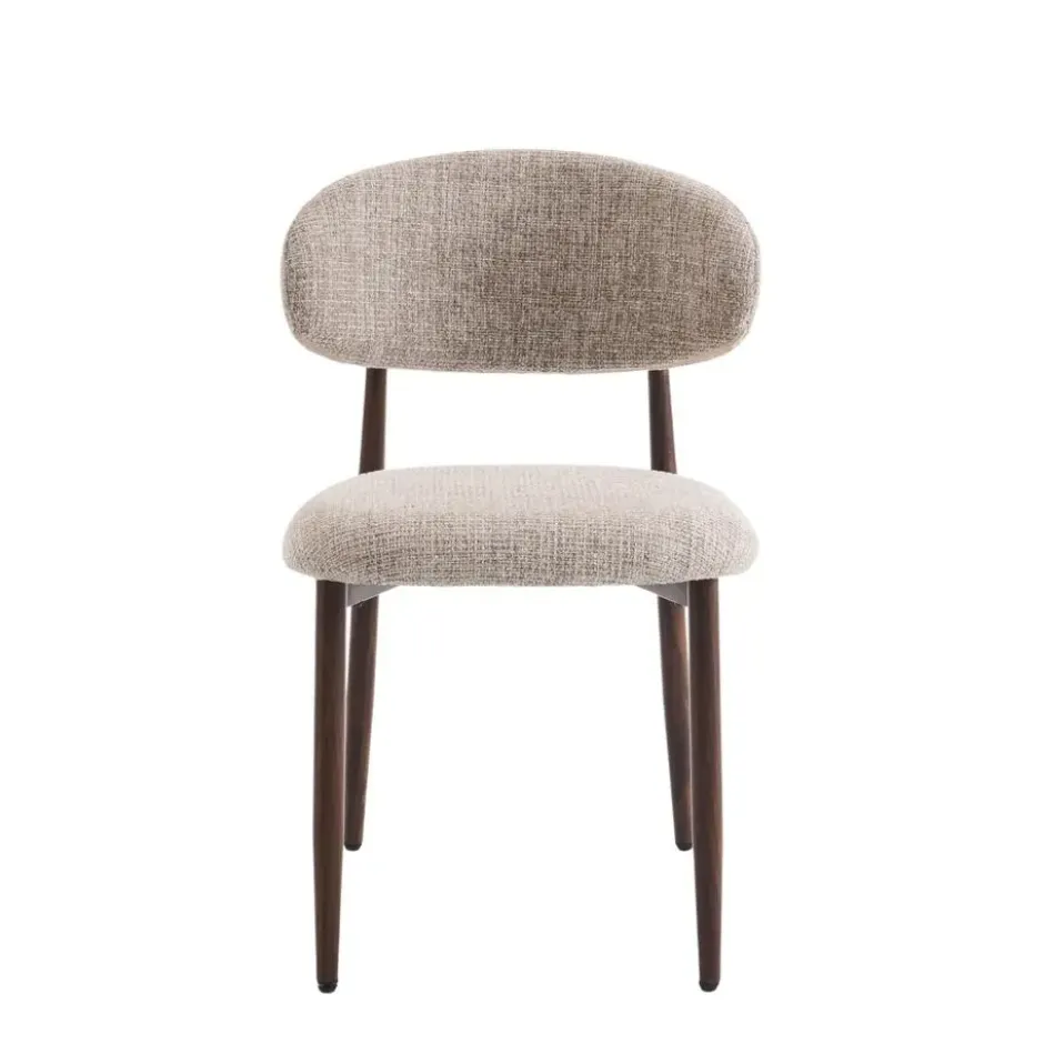 Eetkamerstoelen Celia Taupe Walnoot Santi Set van 2