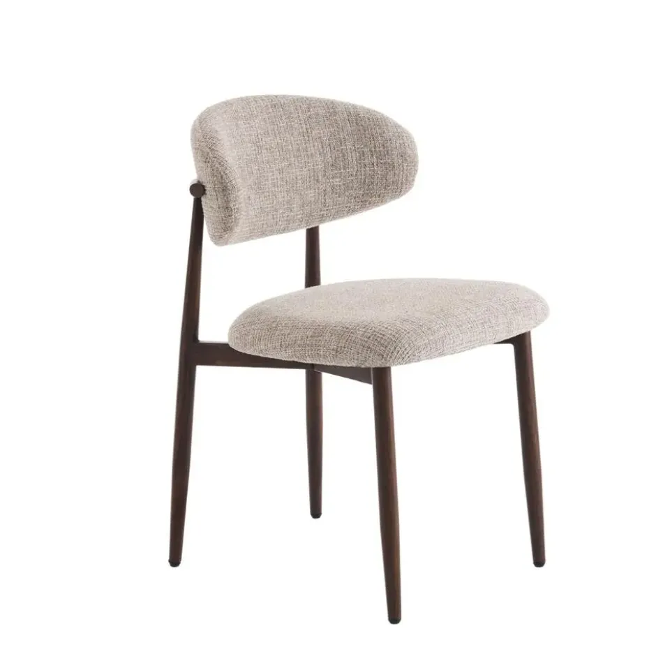 Eetkamerstoelen Celia Taupe Walnoot Santi Set van 2