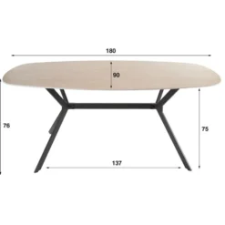 Eetkamertafel Keramiek - 180x90x76cm - Deens Ovaal - Ceramic