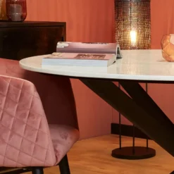 Eetkamertafel Rond Wit Marmer - 130x130x76cm - Lynn