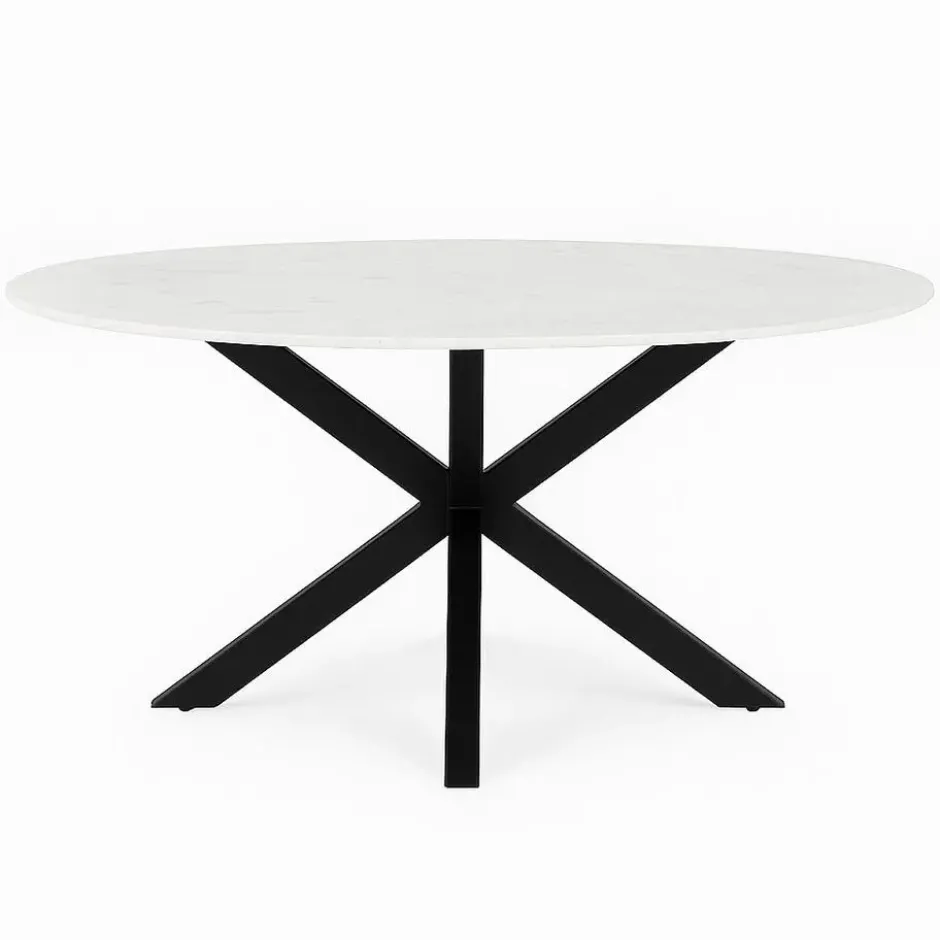 Eetkamertafel Rond Wit Marmer - 130x130x76cm - Lynn