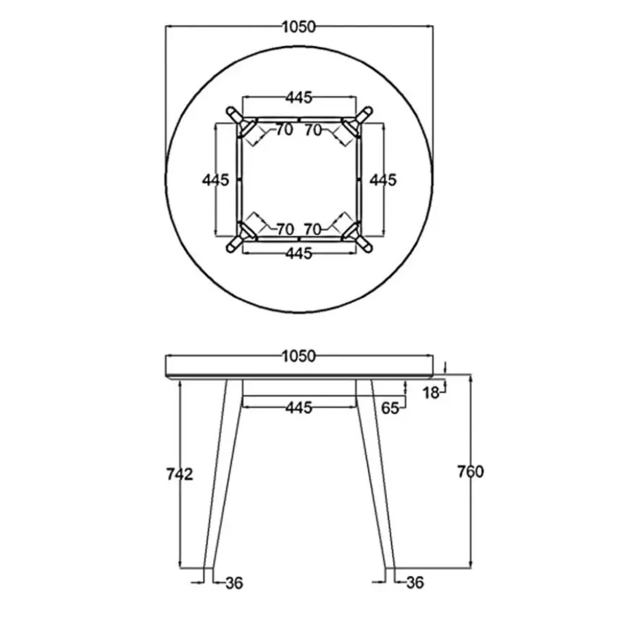 Eetkamertafel Roxy - eiken/zwart - 76xØ105 cm