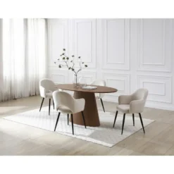 Eettafel ANTELADA - 6 plaatsen - Natuurlijk donker Hout paneel