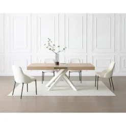 Eettafel CATONAV - Uitschuifbaar - Natuurlijk licht Hout paneel