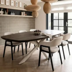 Eettafel Deens Ovaal Bruin Hout - 160x90x76cm - Madison