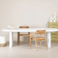 Eettafel Deens Ovaal 200cm - Wit Betonlook - Maya