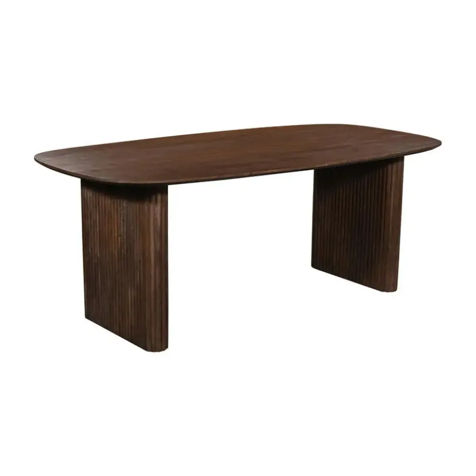 Eettafel Deens Ovaal - Donkerbruin Mangohout - 240x100x76cm - Juro