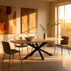 Eettafel Deens Ovaal - Naturel Hout - 160x90x76cm - Jaimy