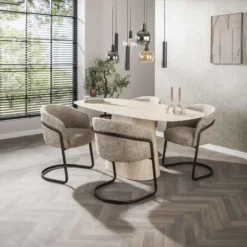 Eettafel Deens Ovaal - Travertin - 180x90x76cm - Centro