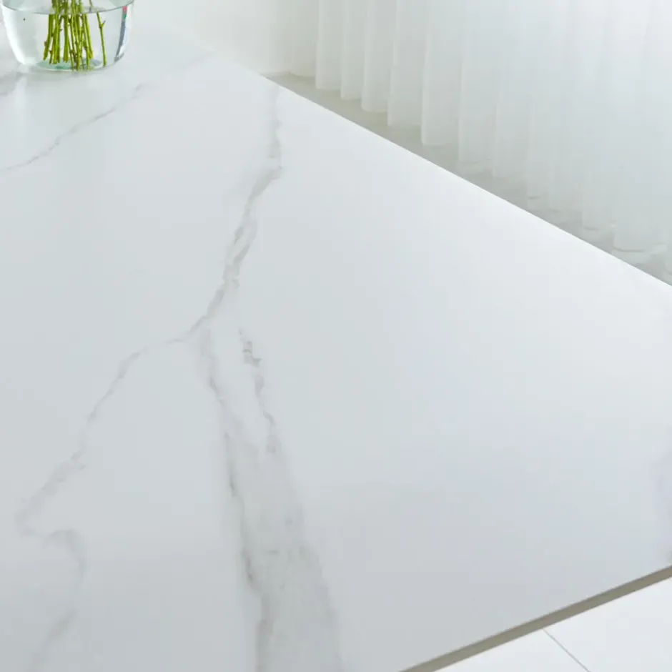 Eettafel Edin 210x100 cm marmerlook wit - Stoneware - Wit