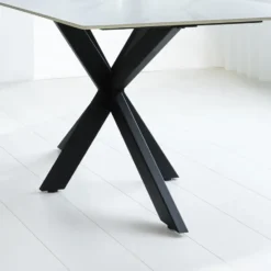 Eettafel Edin 210x100 cm marmerlook wit - Stoneware - Wit