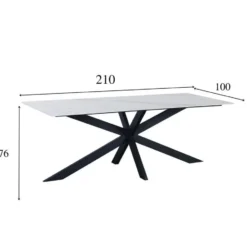 Eettafel Edin 210x100 cm marmerlook wit - Stoneware - Wit