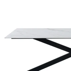 Eettafel Edin 170x90 cm marmerlook wit - Stoneware - Wit