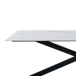 Eettafel Edin 170x90 cm marmerlook wit - Stoneware - Wit