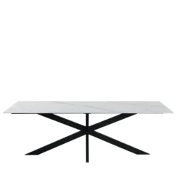 Eettafel Edin 170x90 cm marmerlook wit - Stoneware - Wit