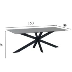 Eettafel Edin 230x100 cm marmerlook grijs - Stoneware - Grijs