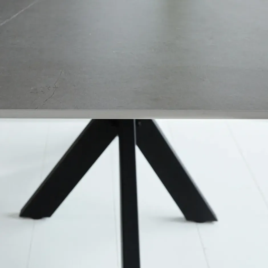 Eettafel Edin 230x100 cm marmerlook grijs - Stoneware - Grijs