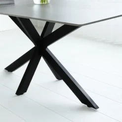 Eettafel Edin 230x100 cm marmerlook grijs - Stoneware - Grijs
