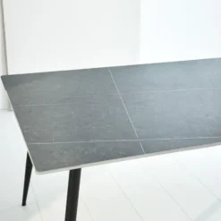 Eettafel Jules 150x80 cm marmerlook grijs - Stoneware - Grijs