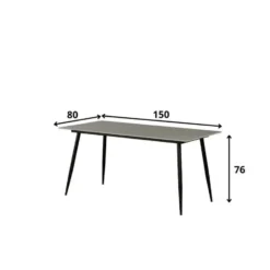 Eettafel Jules 150x80 cm marmerlook grijs - Stoneware - Grijs
