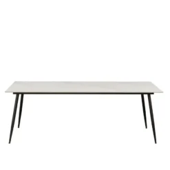 Eettafel Jules 150x80 cm marmerlook wit - Stoneware - Wit